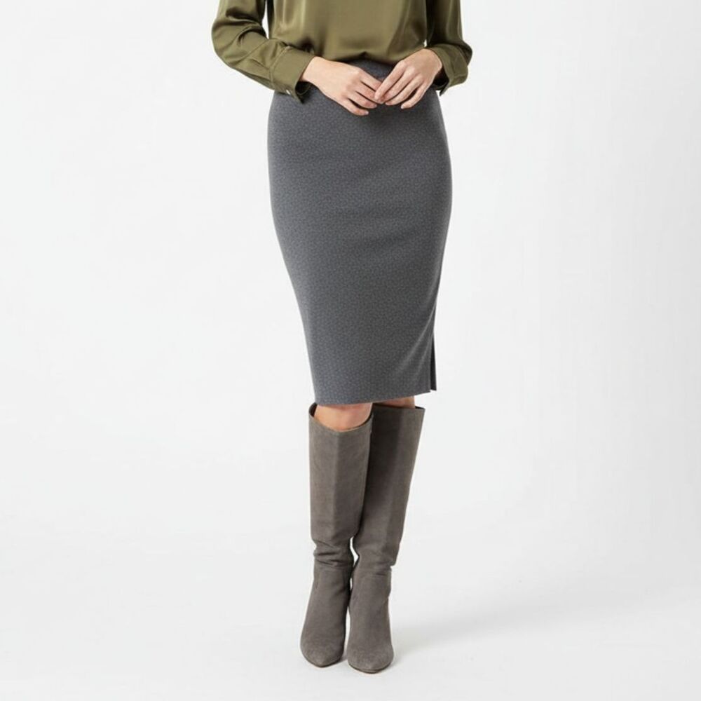 Charter Club 100% Cashmere Gray Knit Knee Length Skirt S NEW